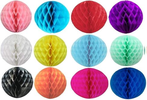 Pack of 12 Mixed Color Paper Honeycomb Balls Party Paper Decoration (12" ( 30 cm )) in Kuwait