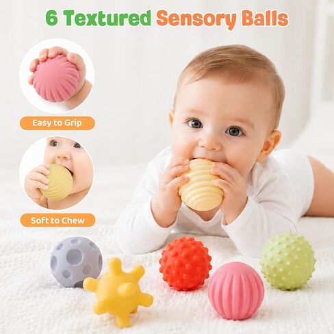 Weilim Montessori Baby Toys 18 Months+, 3-in-1 Stacking Blocks Rings Balls | 24Pcs Sensory Set. Food-grade Silicone, BPA-free. Teething & Bath Safe. Develops Motor Skills & Senses in Kuwait