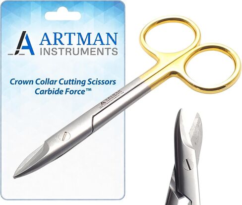Dental Crown Collar cutting scissors 4.25" curved for thin metal plastic rubber sheet cutting scissors art n craft in Kuwait
