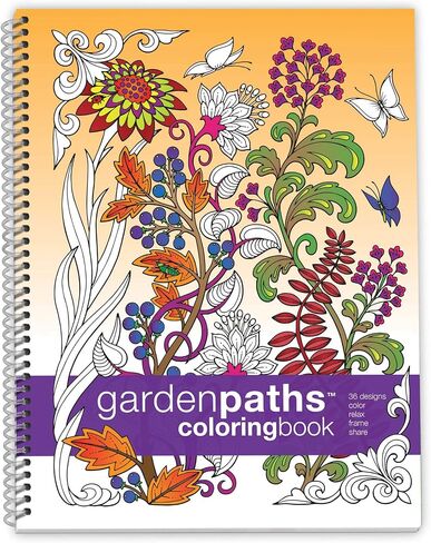 Action Publishing Coloring Book: Garden Paths · Garden Scenes and Intricate Animal Designs for Stress Relief, Relaxation and Creativity · Large Sidebound (8.5 x 11 inches) in Kuwait