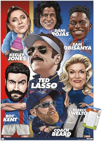 Trends International Ted Lasso - Character Grid Wall Poster, 22.37" x 34.00", Premium Poster & Mount Bundle in Kuwait
