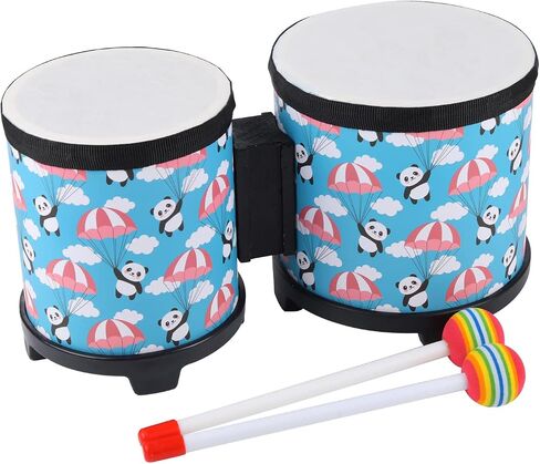Bongo Floor Tom Drums Set for Kids: Children Drum Percussion Music Instrument with 2 Mallets for Children- Preschool Montessori Floor Babies Drum (Rainbow 5" to 6") in Kuwait
