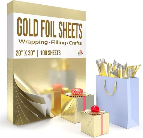 Crown Display Metallic Silver Foil Sheets For Gift Wrapping 100 CT I 15 In X 20 In Silver Foil Sheets For Crafts I Plastic Wrap For Presents I Gift Bag Filler I Gift Basket Wrap I Silver Foil Wrap in Kuwait