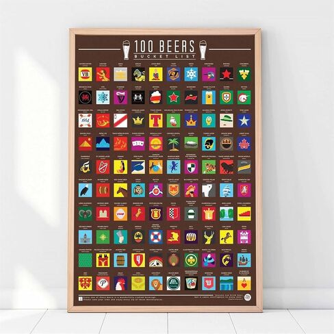 Gift Republic 100 World Beers Scratch Off Poster Beer Drinkers Bucket List Poster Wall Art for Man Cave & Bar Birthday Father's Day Christmas Gift in Kuwait