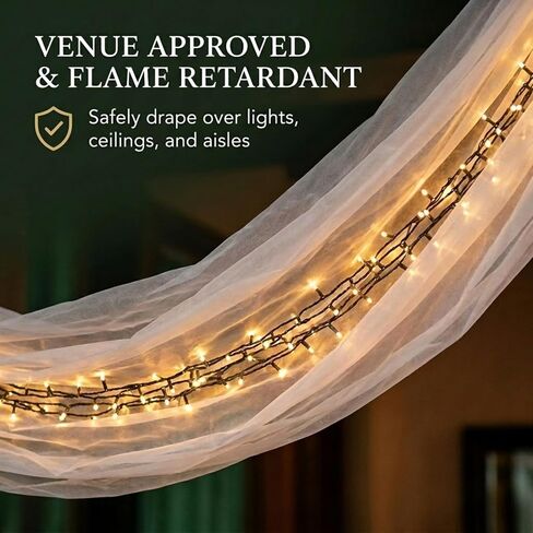 Anderson's White Flame Retardant Gossamer, 59 Inches x 100 Yards, Sheer Fabric for Wedding Decorations, Baby Shower, Gender Reveal, Prom, Homecoming, Event Photo Backdrops, Drapes in Kuwait