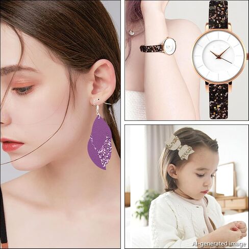 Picheng 16Pcs/Set 8.2x6inch Solid PU Synthetic Faux Leather Sheets Mixed Chunky Glitter& Soft Leather Fabric Sheets for DIY Craft Bows Earrings Making in Kuwait