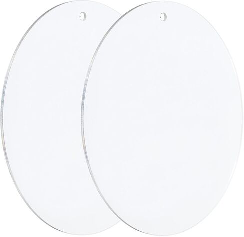PATIKIL 5" Dia. Acrylic Circles, 2 Pack Round Clear Plastic Sheet Ornament Cake Disk Transparent Blank Sign Decoration for Crafting Painting DIY Christmas in Kuwait