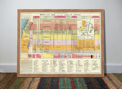 Bible Study Guide - Biblical Timeline Chart - Christian Art 16x21 - Jesus Gifts - Christian Poster for Classroom Decorations - The Life of Christ Time Line 1892 Chronological Geographical Harmonical in Kuwait