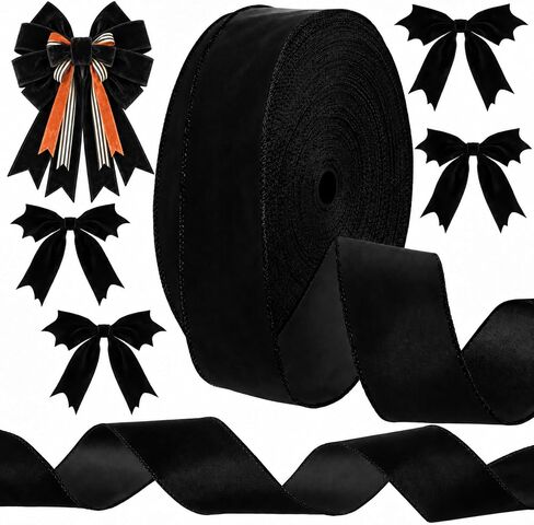 Giegxin 2.5'' x 100 Yards Brown Christmas Velvet Ribbon Wide Wired Outdoor Xmas Ribbon Waterproof Wrapping Velvet Decoration for Xmas Wreath Bows Floral Craft Decor in Kuwait