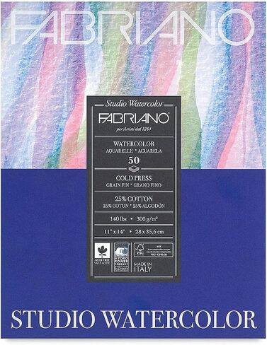 Fabriano Studio Watercolor Pad, Hot-Press, 9" x 12", 140 lb., 50 Sheets, White in Kuwait