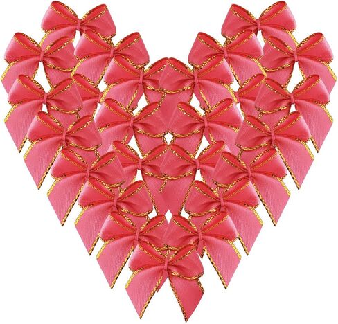 50pcs 1.2-Inch Black Mini Ribbon Bows for Crafts Gold Edge Small Ribbon Bows Christmas Decoration Embalishement(Black) in Kuwait
