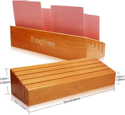 Exqline Wood Playing Card Holders Tray Racks Organizer Set of 2 for Kids Seniors Adults - 9.84In 3.1Inch Latest Version Portable Enough for Bridge Canasta UNO Card Playing in Kuwait