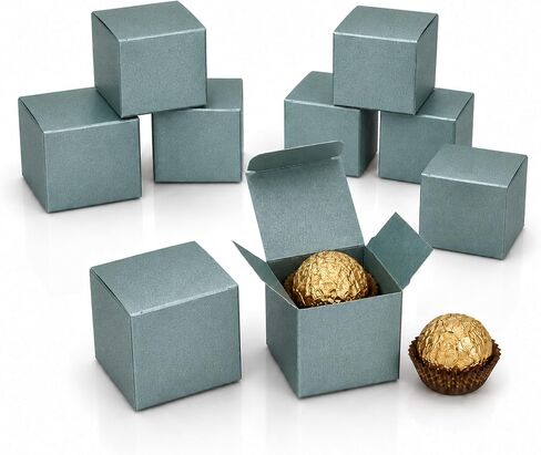 Quotidian 20ct Small Gift Boxes with Lids 2x2x2 inch - Vintage Pearlescent Paper Favor Boxes for Crafting Candy Cookie Treat Goodies Wedding Christmas Birthday Holiday Baby Shower (Black) in Kuwait