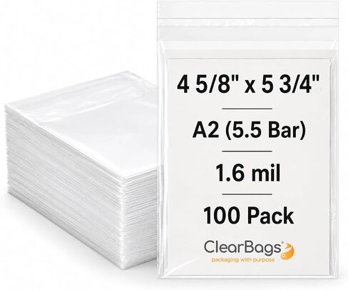 ClearBags 4 5/8 × 5 3/4 أكياس التشيلو الشفافة 100 عبوة | لاصق قابل للإغلاق على اللسان، وليس على الحقيبة | رائعة لبطاقات A2، وأظرف 5.5 بار، والفنون، وملفات تعريف الارتباط، والقرطاسية، والحرف اليدوية، والهدايا | ب54أ in Kuwait