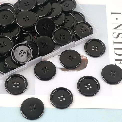 YAKA 50Pcs 1 1/4" Multicolor Sewing Resin Buttons Round Shape 4 Holes Craft Button for Sewing Scrapbooking and DIY Craft in Kuwait