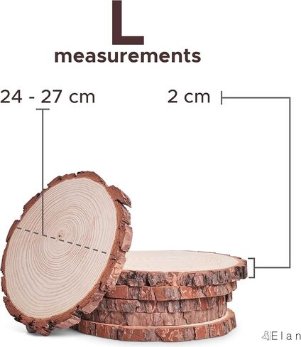 Elan Wood Slice 9.5-10.5INCH Diameter 6 pcs, Natural Wood Slices for Crafts, Wooden Slices for Craft, Natural Wooden Log Slices Craft Wood Tree Slice Wooden Circles for Craft, Log Slice, Wooden Slice in Kuwait