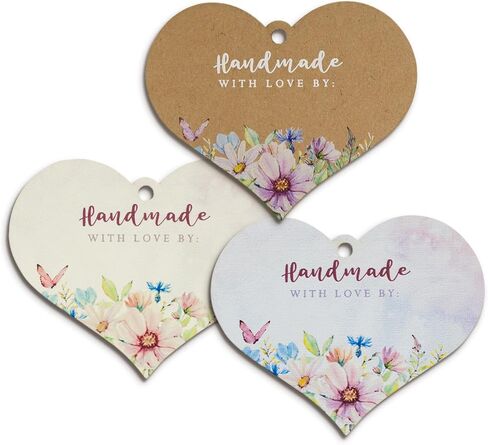 Summer-Ray 50pcs Handmade with Love Gift Tags Add a Personal Touch to Your Special Gifts (Cream) in Kuwait