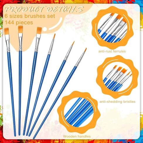 120 Pcs Painting Set with Easels Includes 12 Wood Easels, 24 Painting Canvas, 72 Nylon Hair Brushes and 12 Plastic Palettes with Thumb Hole, Art Painting Supplies Kit for Kids Adults Students in Kuwait