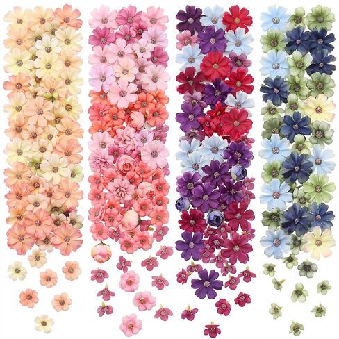 120 Pcs Mini Flowers for Crafts Faux Flowers Heads Artificial Small Fabric Flowers Daisy Peony Flowers Silk Flower Decorations Garland DIY Wreath Accessories for Wedding Home Party Decor (Blue Series) in Kuwait
