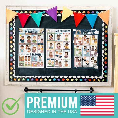 8 Farmhouse American Sign Language Poster For kids - Sign Language For Babies And Toddlers, ASL Posters For Classroom Decor, ASL Alphabet Poster, ASL Decor, Toddler Sign Language Posters For Classroom in Kuwait