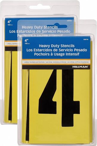 Hillman 839726 Letter and Number Stencil Pack, 4", 1 Count (Pack of 1), White in Kuwait