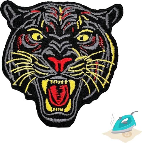 3.5" Panther Iron On Patch, Black Panther Iron On Patch - Animal Iron On Patches, Animals Patch - Trendy Patches Iron On - African Animals Patches Iron On - Sew On/Iron On Patches Boys - Embroidered in Kuwait
