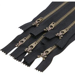 Leekayer 8 Inch Brass Zipper 3# Jeans Zipper Closed End Zipper for Boots Bags Backpack Sewing Zipper 8" Bulk 6pcs (Navy-Brass) in Kuwait