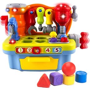 Musical Workbench Toy for One Year Old Toddler Boys, Baby Pretend Play Tool Set, Infant Shape Sorter Activities, Kids Pounding Game, 1st Birthday Gifts for 12 18 24 Months Girls Age 1 2 3 in Kuwait