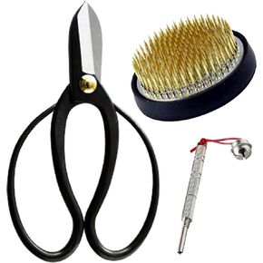 Wazakura Made in Japan Ikebana for Beginners Tool Kit. Koryu Scissors, Brass Kenzan Flower Holder, Cleaner. Floral Arrangement Set, Florist Shears & Pin Frog - Brass kenzan 2.4"(61mm) + care tool in Kuwait