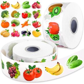 1200Pcs Fruit Vegetable Stickers, Cute 16 Styles Food Stickers for Kids, Colorful Waterproof Vegetable Sticker for Kids Teachers Classroom Rewards, Scrapbooking, DIY Crafts(2 Rolls) in Kuwait