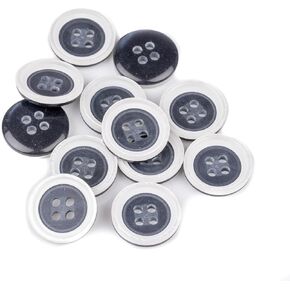 Mibo Buttons & Accessories 10pcs Polyester Pearl Button - 4 Hole - Double Edge Rim Multi Color - 32L(20mm) - White/Green in Kuwait