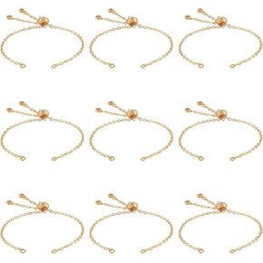 FASHEWELRY 16Pcs Adjustable Slider Bracelet with Ball Ends Slider Extender Chains with Rhinestone Ends for DIY Bracelet Jewelry Making in Kuwait