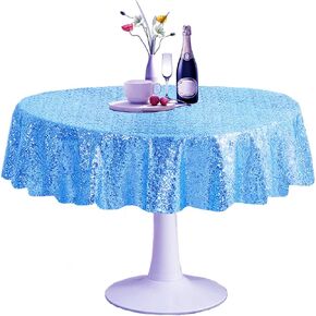 Light Blue Sequin Tablecloth Round 48 inch Glitter Shimmer Tablecloth for Wedding Baby Shower Birthday Party Dinners Sparkly Tablecloth in Kuwait