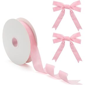 شريط مخملي وردي مقاس 1 بوصة، شريط مخملي عتيق لتغليف الهدايا، أشرطة عيد الميلاد بطول 25 ياردة لزينة قوس شجرة عيد الميلاد، وأكاليل الزهور، وديكور حفلات العطلات، وعيد الحب، وربطات الشعر، والحرف اليدوية in Kuwait