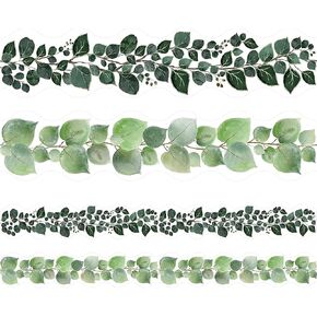 Eucalyptus Bulletin Board Border 36ft Two Sided Die-Cut Border Trim for Classroom Decoration School Family Party Leaves Border in Kuwait