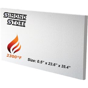 Simond Store Ceramic Fiber Board Insulation - 2300F Rated - 1/2" x 23.6" x 35.4" - Pack of 1 - Ceramic Fiber Thermal Insulation Board for Stoves, Ovens, Forges, Kilns, Furnaces, Fireplaces in Kuwait