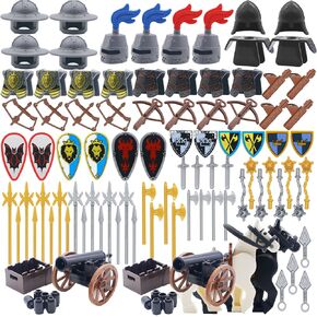Knights People Accessories Building Block - Medieval Weapon Armor Swords Helmet Horse, Castle Knight Shield Spear, MOC Bricks Parts Toys Sets for Boys in Kuwait
