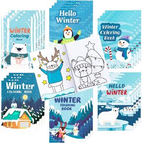 Dvbonike 24Pcs Winter Theme Coloring Books Including Snow Snowman Elk Christmas Tree DIY Art Drawing Patterns Birthday Party Favors Xmas Gifts Home Classroom Activity Supplies for Kids Age 4-8 in Kuwait