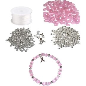 Hidden Hollow Beads DIY Craft Kit, Everything to Make Cancer Awareness Bracelets, Uses Stretch Cord, for Fundraising and Gifts (Lung Cancer - White Pearl - Makes 5) in Kuwait