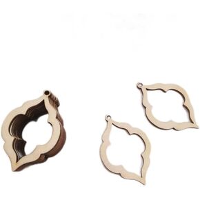 30PCS Hollow Trellis Shape Natural Wood Earrings Blanks,DIY Unfinished Laser Cut Wood Jewelry (2") in Kuwait