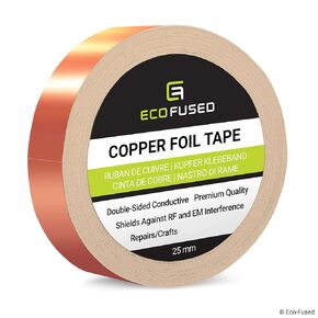 Adhesive Copper Foil Tape - Double-Sided Conductive - 0.25 inch (6.3 mm) - EMI and RF Shielding, Paper Circuits, Electrical Repairs, Grounding, Arts and Crafts, Home Interior (1 inch (25 mm)) in Kuwait