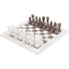 Radicaln Marble Chess Set 15 Inches White and Grey Oceanic Handmade Chess Sets for Adults -1 Chess Board & 32 Chess Pieces - Board Chess Game 2 Player in Kuwait
