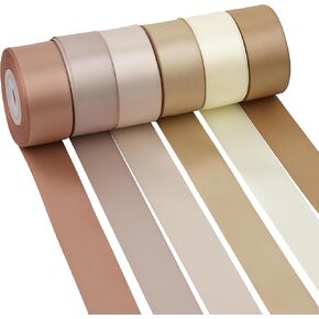 Colorful Rainbow Ribbon 3/8 Inch Thin Multicolor Rainbow Satin Ribbon 6 Rolls Assortment for Wedding Wrapping Invitation Card Crafts - 60Yards in Kuwait