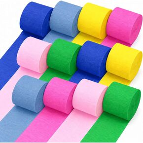 12 Rolls Crepe Paper Streamers, 12 Colors Streamers Party Supplies for Birthday Party Baby Shower Rainbow DIY Christmas Halloween Wedding Ceremony Various Large Festivals Decoration in Kuwait