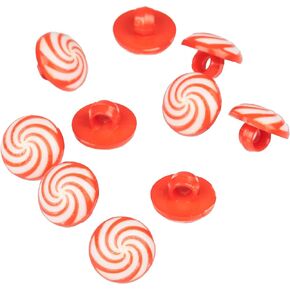 Mibo 10pcs Nylon Resin Shank Button - Christmas Candy Cane Swirl Design - 16L(10mm) - Green/White in Kuwait