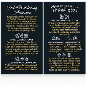100 pack - 2 x 3.5" Premium Teeth Whitening Aftercare Instructions Cards Professional Care Supplies Kit Laminated Cardstock - TW07A100_N in Kuwait