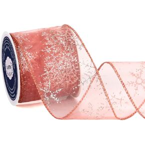 VATIN Swirl Glitter Wired Ribbon,Aqua Organza Sheer Ribbon with Silver Metallic Edge, 2-1/2"- 10 Yards for Tree Decoration Gift Wrapping in Kuwait
