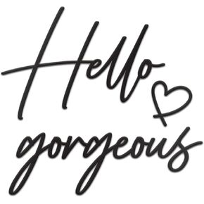 Vivegate Hello Gorgeous Sign Metal Wall Decor - 20"X15" Black Modern Beautiful Hello Gorgeous Farmhouse Metal Wall Signs for Hanging Any Room Wall Art Decor in Kuwait