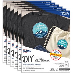 Avery Printable T-Shirt Transfers, for Use On Dark Fabrics, Inkjet, 30 Paper Transfers (3279) in Kuwait