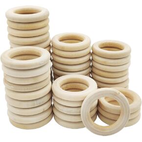 50 Pieces Natural Wooden Rings for DIY Craft Unfinished Handmade Wood Rings Circles Without Paint for Wood Ring Pendant Connectors Jewelry Making (35MM(1.38")) in Kuwait